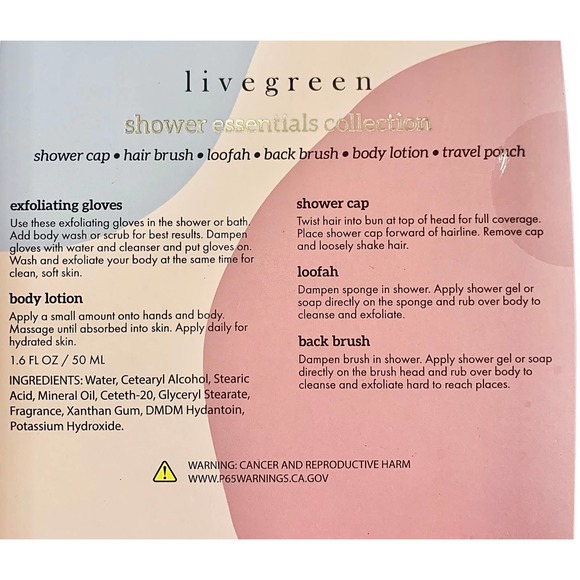 Livegreen Shower Essential‎ Collection; Exfoliating Gloves, Loofa, Body lotion - Picture 6 of 6
